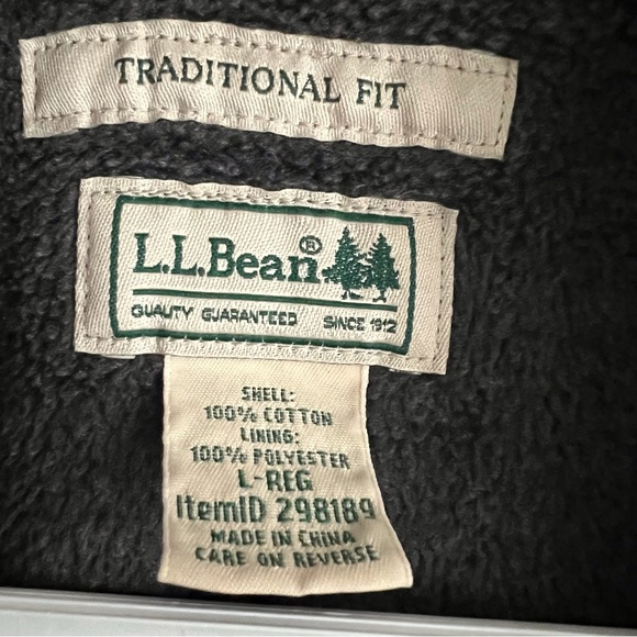 LL Bean Men’s Plaid Shacket Shirt Jacket Fleece Lined Outdoor Purple Blue Large - Picture 4 of 8